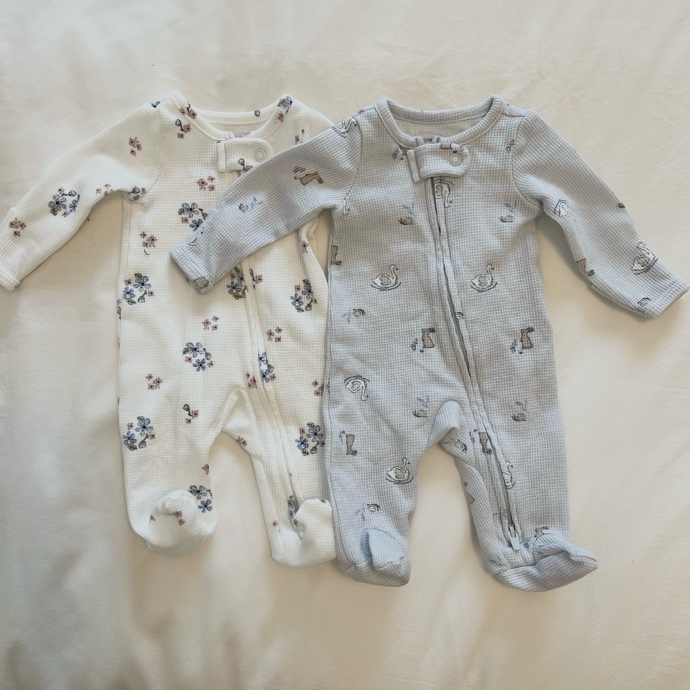 Carter’s Baby Floral & Blue Footed One-Piece Sleepers (2-Pack)